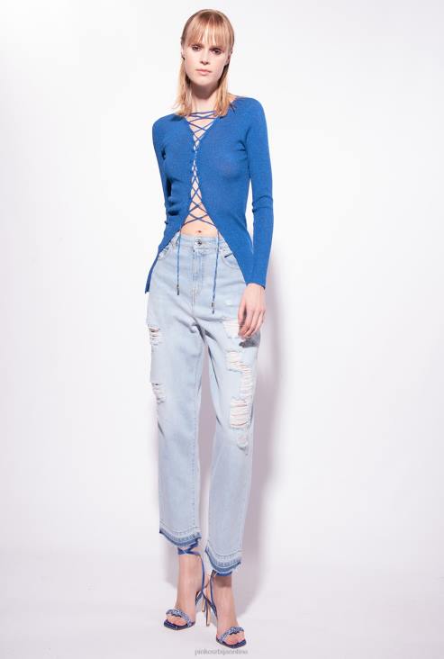 џемпери | Pinko царско плаво џемпер са укрштеним везама JFH4510