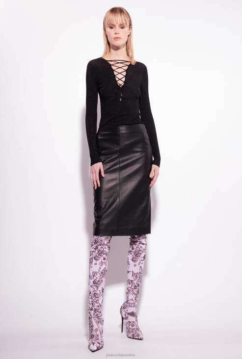 џемпери | Pinko лимузина црна џемпер са в-изрезом са укрштеним везама JFH4525