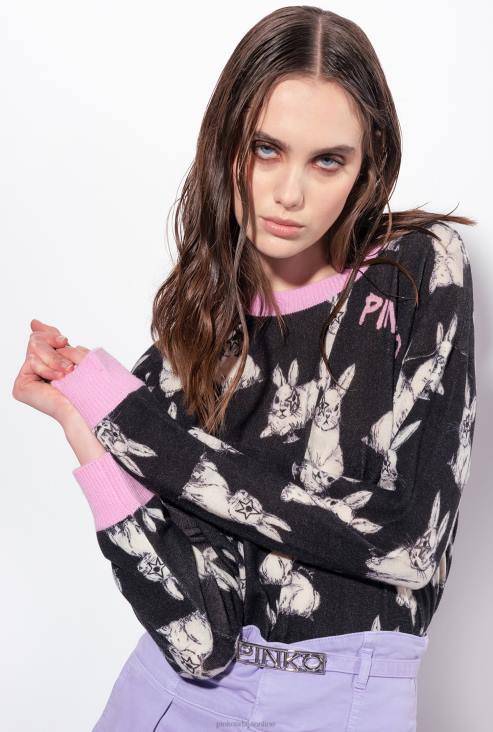 џемпери | Pinko црно/сиво/бело зец пуловер JFH4547