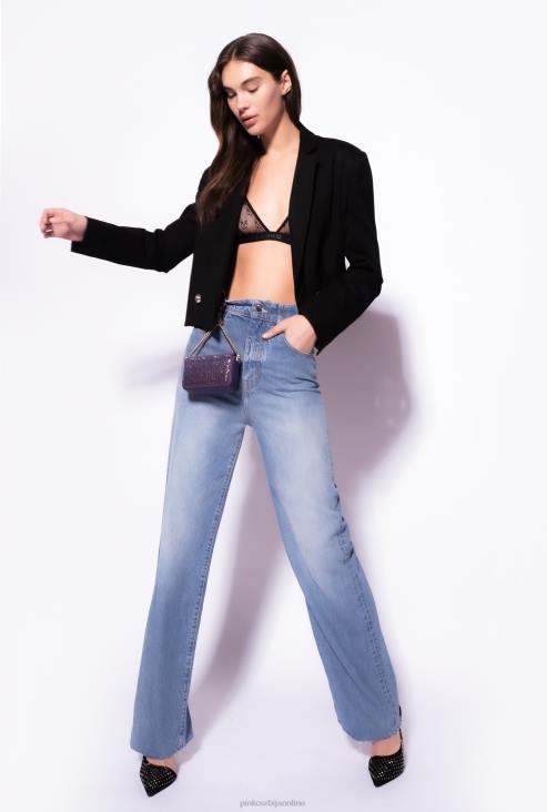 фармерке | Pinko светло-средње прање камена фармерке широких ногавица са високим струком JFH4850