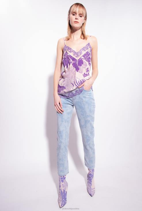 фармерке | Pinko бела/светло плава уске фармерке са мермерним ефектом са штрасом JFH4872