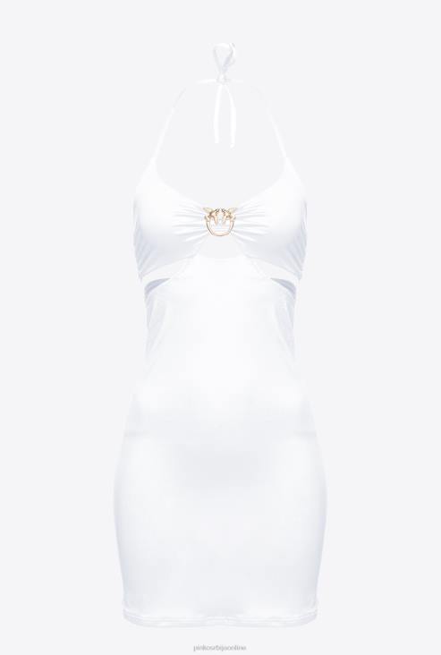 купаћи костими | Pinko светло бела мини хаљина са копчом љубавних птица JFH4207