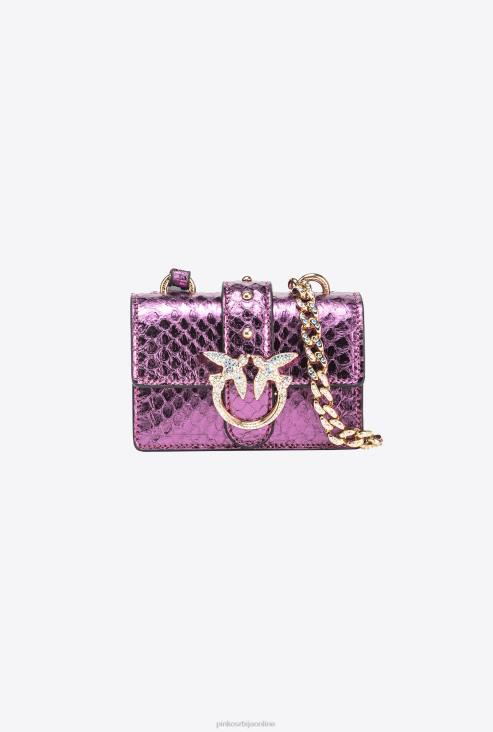 мицролове торбе | Pinko љубичасто-сјајно злато галлериа ламинирана рептила микро љубавна торба један JFH41234