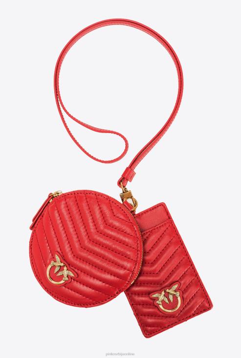 мицролове торбе | Pinko гранат црвено-старинско злато торбице за врат са мотивом шеврона JFH41251